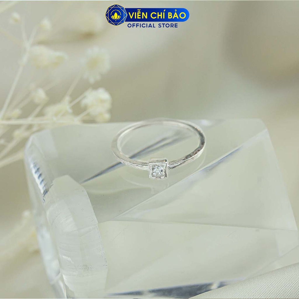 Nhẫn bạc nữ hình vuông đá trắng chất liệu bạc 925 thời trang phụ kiện trang sức Viễn Chí bảo N400873