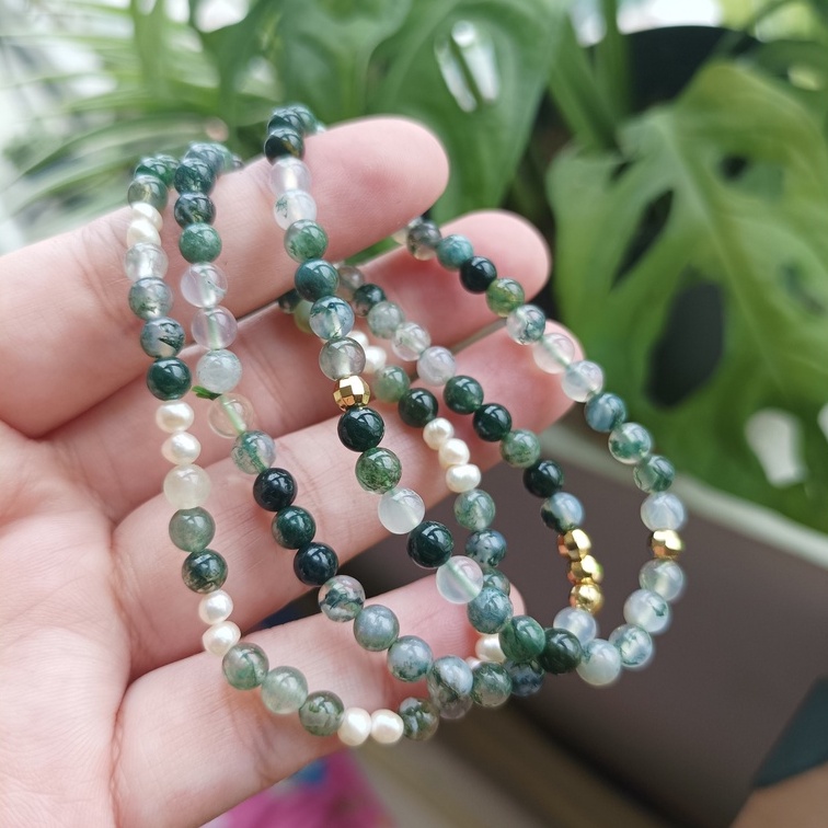 Vòng Tay Chuỗi Mã Não Rêu 4ly - Moss Agate Bracelet