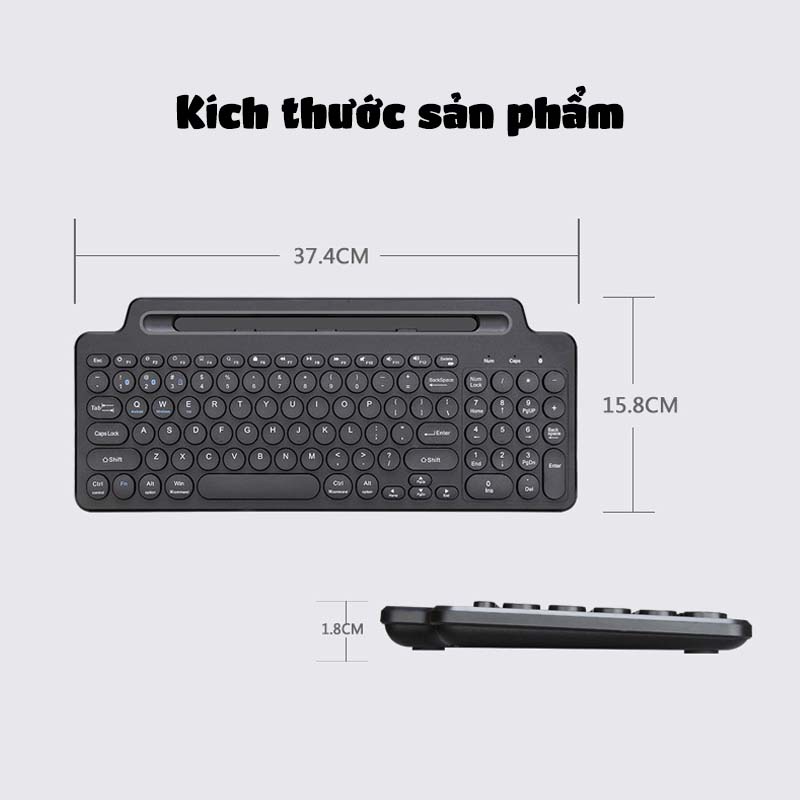 Bàn phím không dây 2 chế độ bluetooth và 2.4GHZ cho máy tính, điện thoại, table, PC , bàn phím văn phòng BK569S