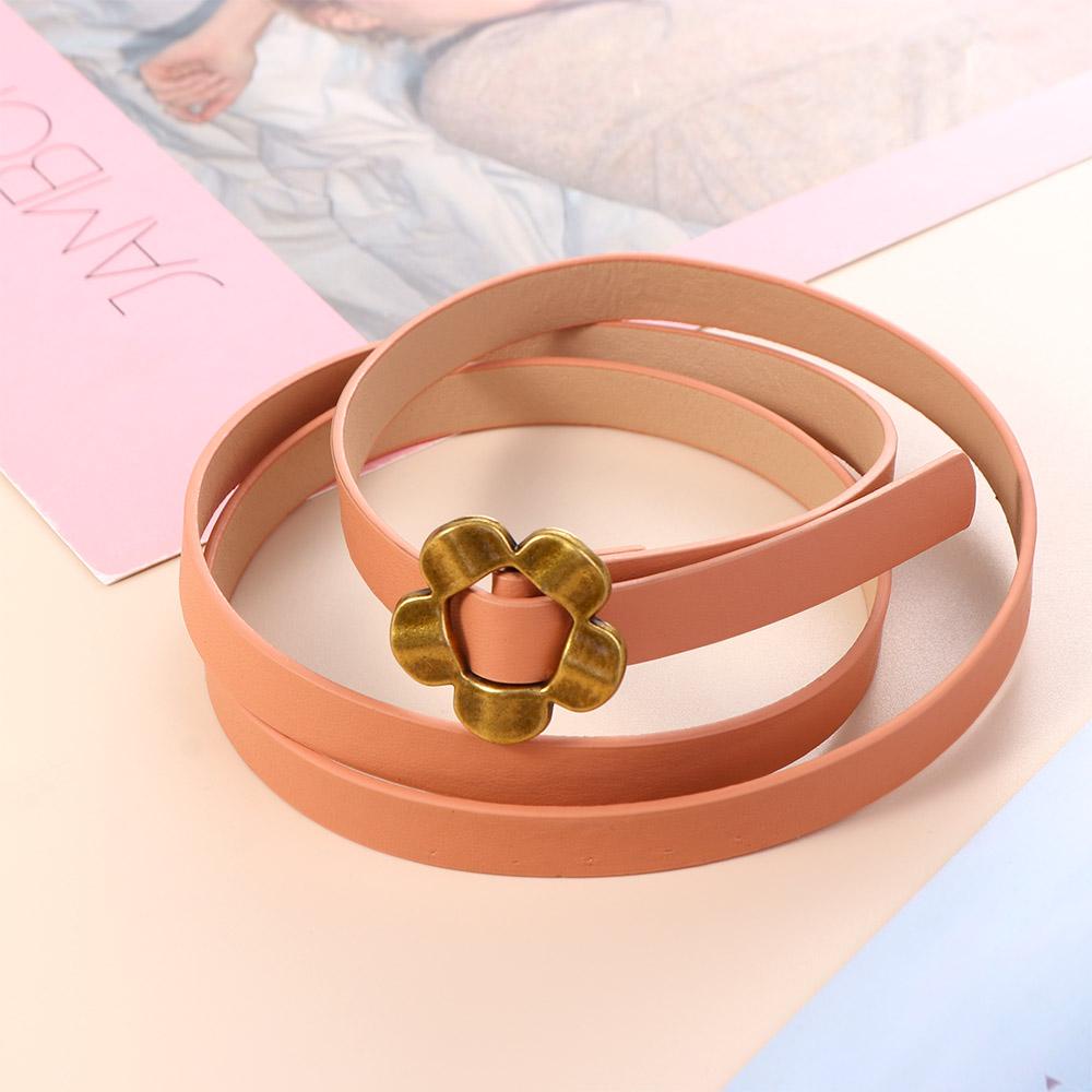 TWINKLE Thắt Lưng Da PU Co Giãn Phối Khóa Hình Hoa Thời Trang Cho Nữ