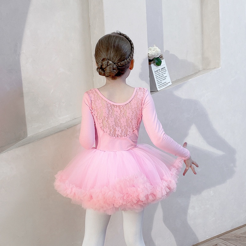 Đầm Múa Ba Lê Tay Dài Chất Cotton Phong Cách Trung Hoa Thời Trang Thu Đông Cho Bé Gái-WD13