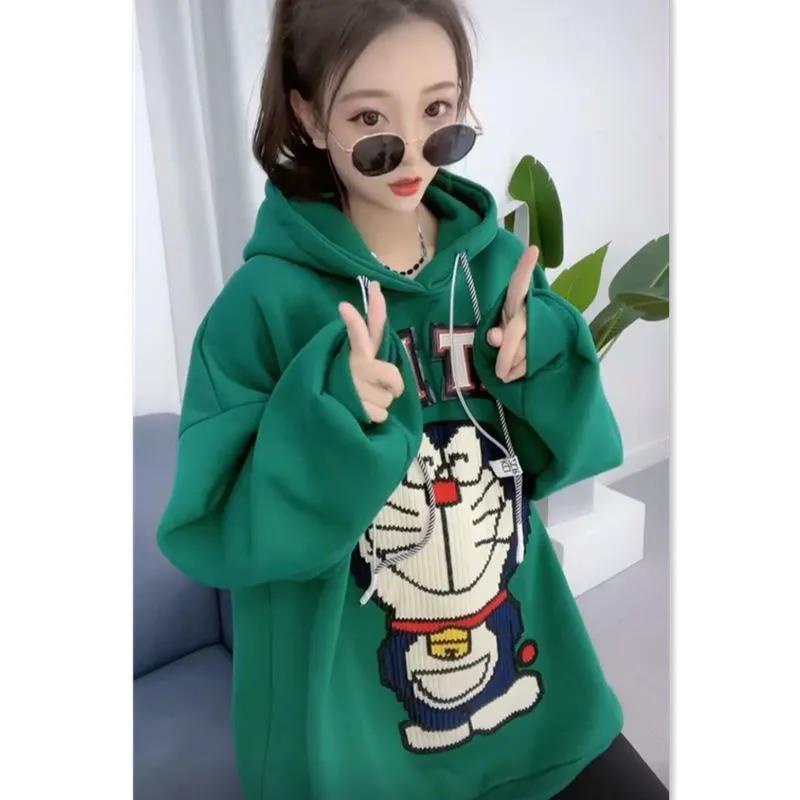 Áo Hoodie Tay Dài In Hình Doremon 35% Thời Trang Mùa Thu Cho Nữ