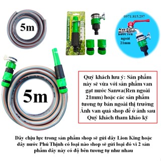 Bộ vòi tưới cây dây ống lion king 5m có đầu nối nhanh vào vòi nước