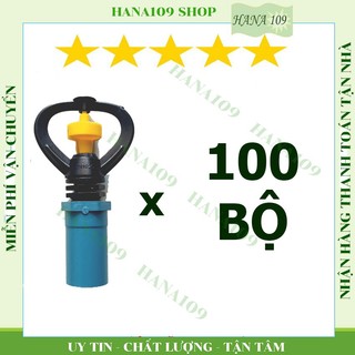 Bộ 100 béc tưới cây BB 926 ren ngoài 21 mm  tặng 100 nối 21 ren trong 21 mm béc tưới phun mưa xoay 360 độ