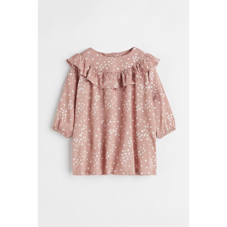 Váy dài tay cánh tiên hồng hoa trắng HM H&M _hàng chính hãng authentic