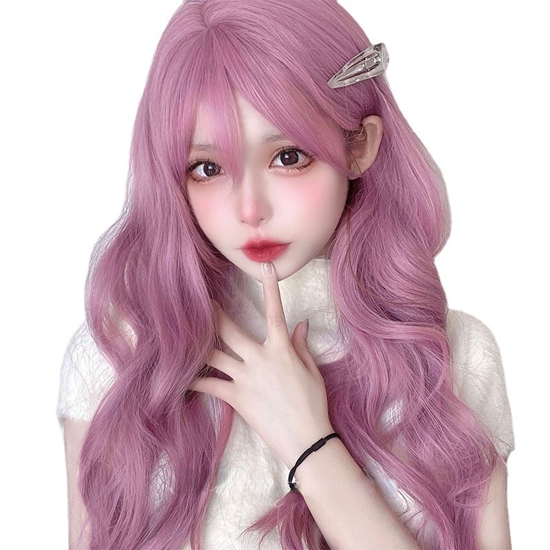 Tóc Giả Dài Xoăn Màu Tím / Hồng / Xanh Dương / Đen / Nâu Dùng Hóa Trang Lolita