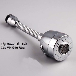 Đầu vòi tăng áp lọc nước bẻ xoay 360 độ Inox 2 chế độ dài 20cm lắp vừa vòi rửa chén