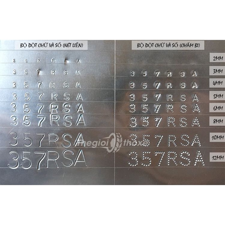 Bộ đóng số khung số máy xe máy - đóng số và chữ 5 ly  - đóng số trên kim loại - Thế Giới Thợ Xe