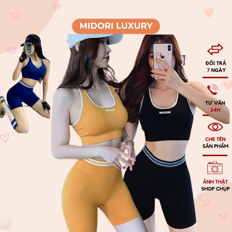 Bộ tập gym yoga nữ cao cấp Midori chất dệt kim co dãn 4 chiều thoáng mát thấm hút mồ hơi tốt