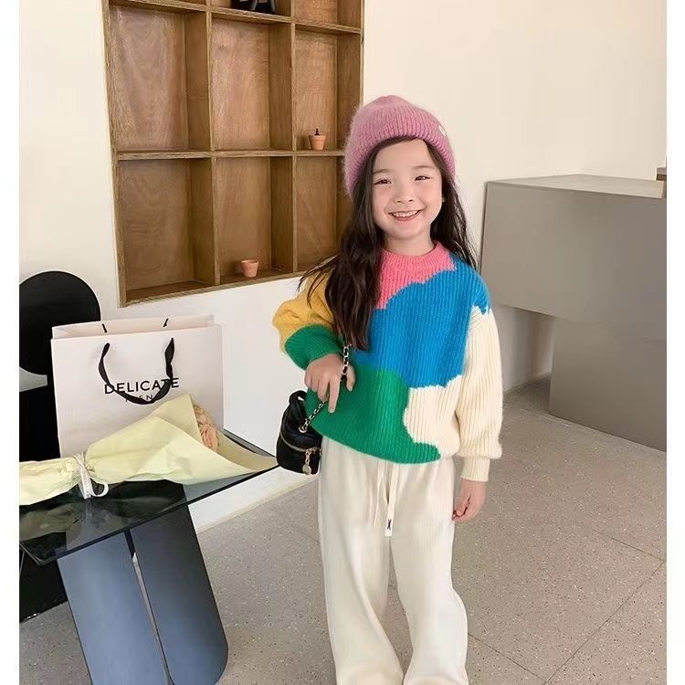 MNGRL Quần Nhung Ống Rộng Tăm Màu Trơn Thời Trang Hàn Quốc Mùa Thu Cho Bé Gái