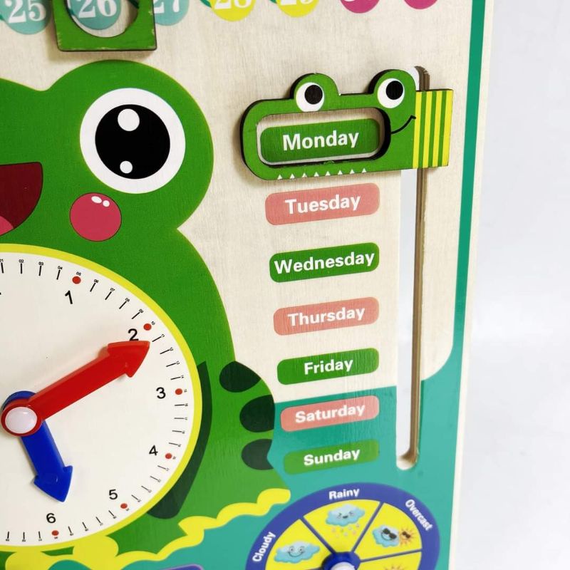 Đồ chơi đồng hồ gỗ đa năng hình con ếch