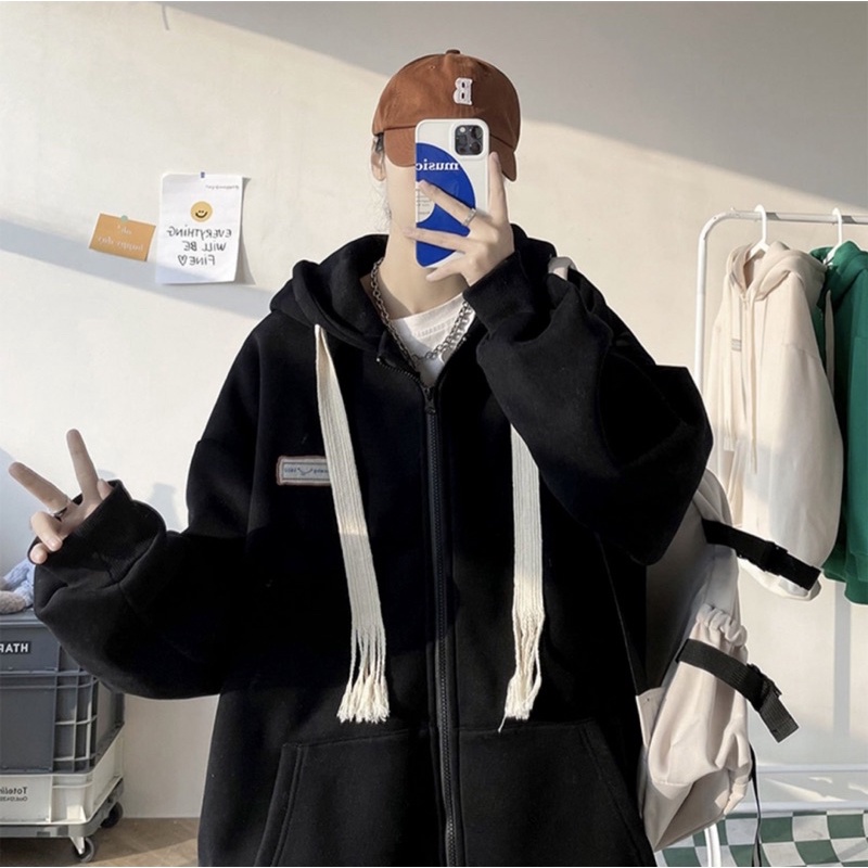 Áo khoác hoodie zip. áo khoác chất nỉ bông 2 lớp dày đẹp in hình tem | BigBuy360 - bigbuy360.vn