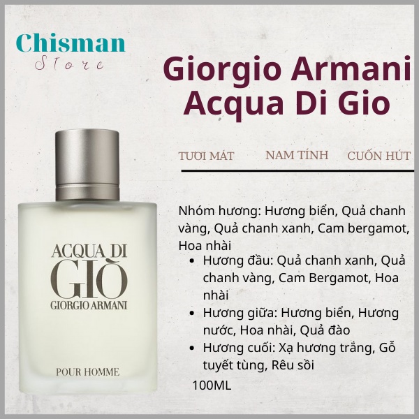 Nước Hoa Nam Giò Trắng, Giò đen EDP 100ml- Mùi hương quốc dân,nam tính và cuốn hút- Chisman