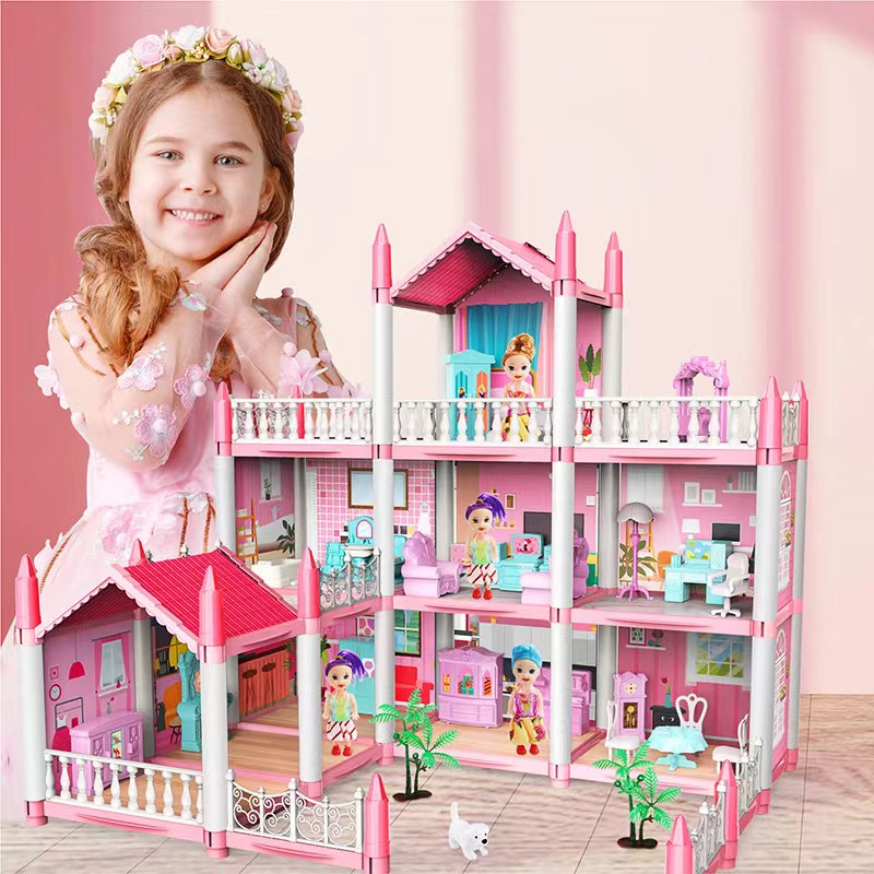 Mô Hình Nhà Búp Bê Lớn, Lâu Dài Dồ Chơi,Doll House Món Quà Sinh Nhật Cô Gái