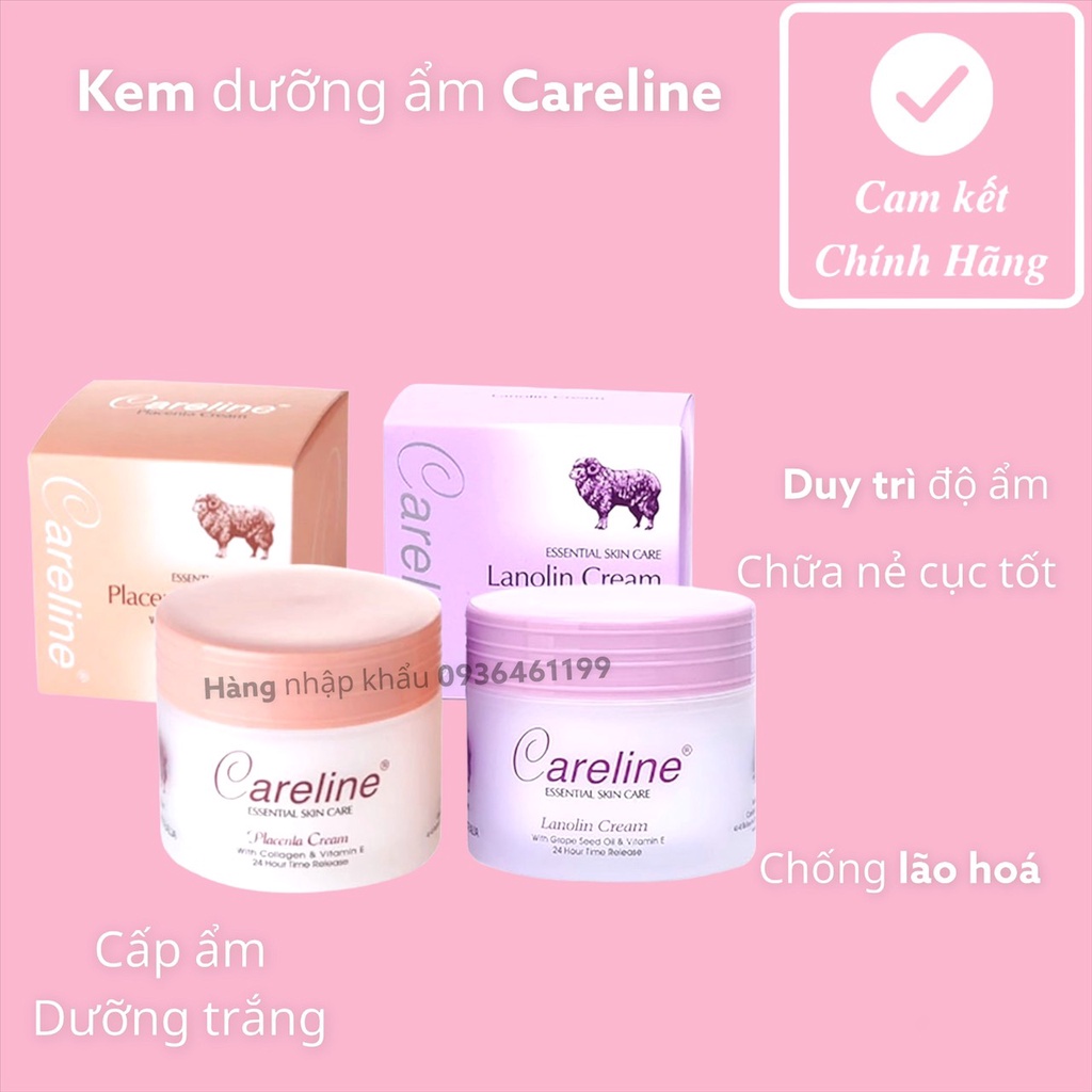 Kem dưỡng ẩm da Cừu Careline Lanolin Cream 100ml Úc bổ sung Vitamin E chống nẻ da_Úc