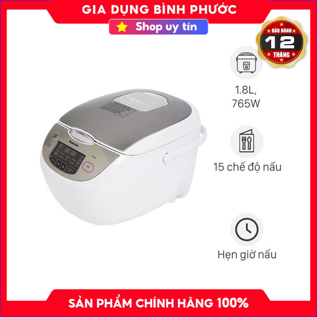 Nồi cơm điện tử Panasonic 1.8 lít SR-CX188SRA-Chính Hãng trưng bày 99%-1.8 lít 4-6 người ăn Công suất:765 W