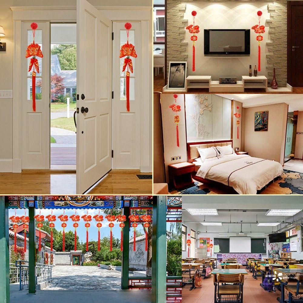 YIYU 1 Lồng Đèn Treo Trang Trí Năm Mới Màu Đỏ DIY