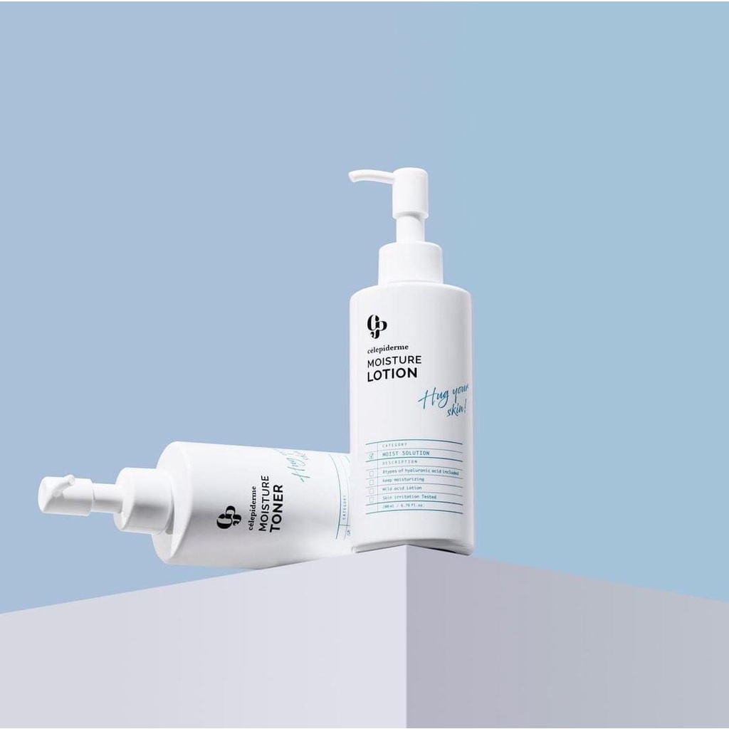 Bộ đôi cấp ẩm, làm sáng da, ngăn ngừa lão hóa CELEPIDERME MOISTURE TONER và LOTION 200ml