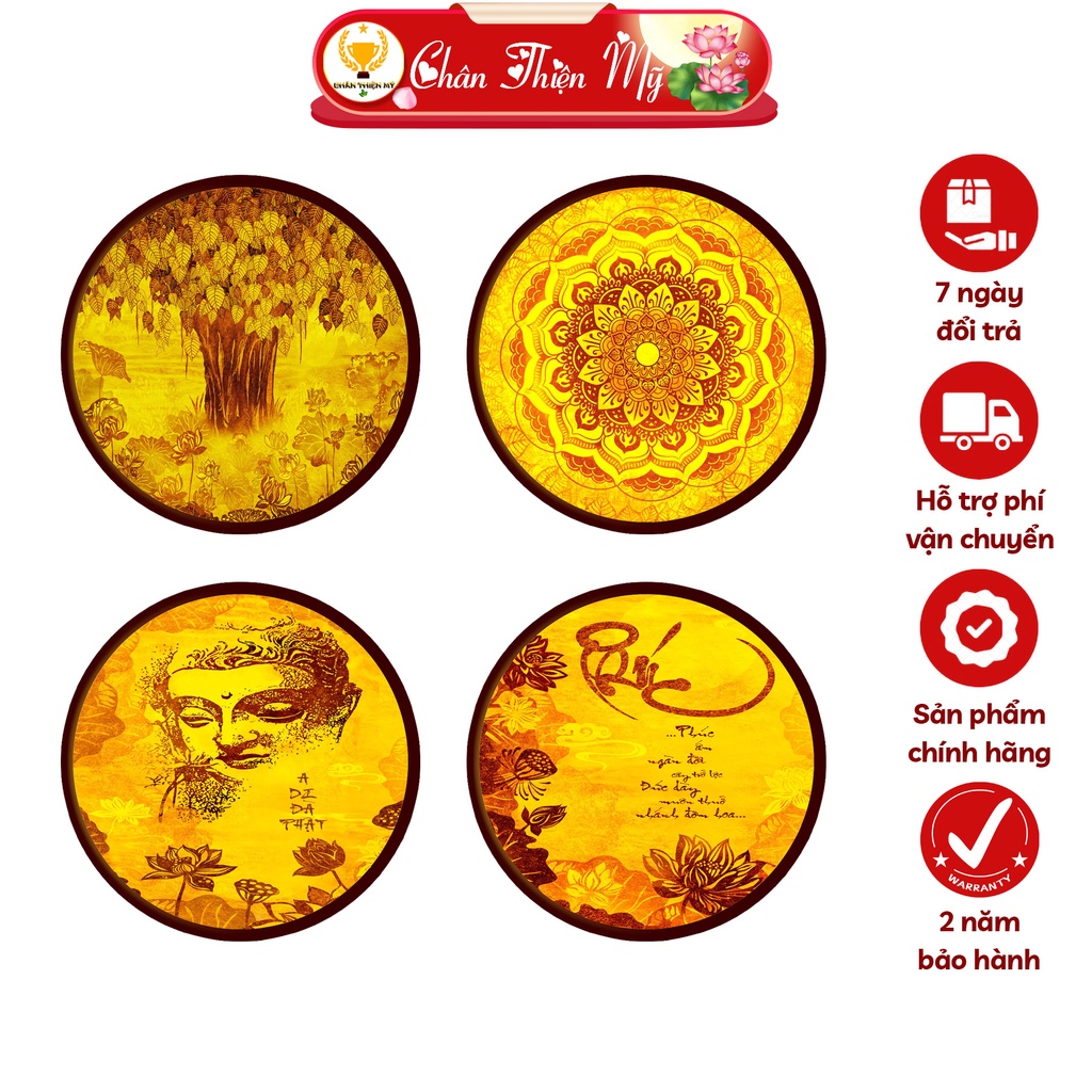 Đèn Thờ Hào Quang Phật Tranh Trúc Chỉ Tròn CHÂN THIỆN MỸ, Trang Trí Bàn Thờ, Hào Quang Trúc Chỉ Nhiều Mẫu CTC-HQ-01