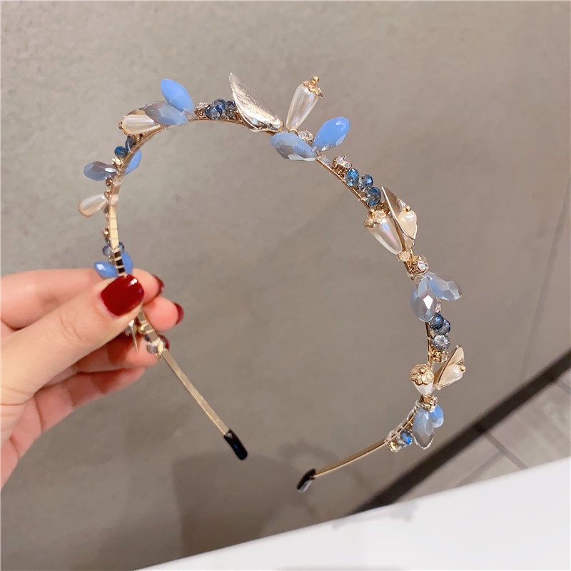 Băng Đô Cài Tóc Đính Đá Và Ngọc Trai Nhân Tạo Thời Trang Hàn Quốc