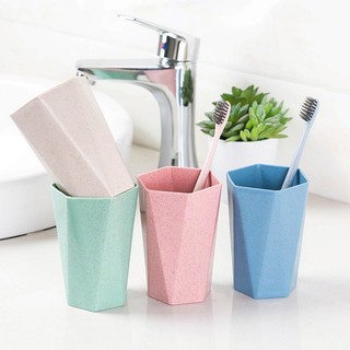 Ly uống nước lúa mạch, cốc đánh răng - uống nước dáng kim cương bằng nhựa lúa mạch nhiều màu sắc