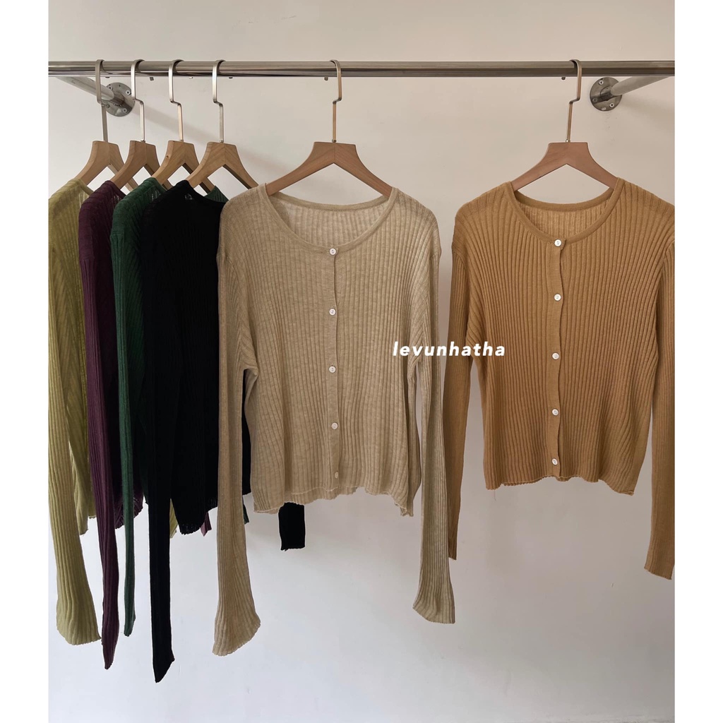 Áo cardigan len gân