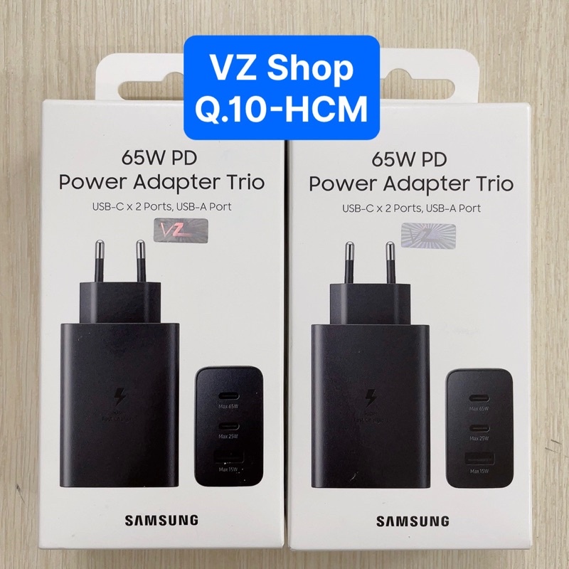 Chính hãng nguyên seal-KHÔNG CÁP-Củ sạc Samsung 3 cổng 65W PD Power Adapter Trio T6530 Max 65w sản xuất 2022