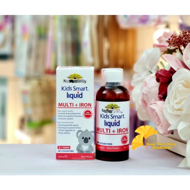 (bill chemist úc) Vitamin tổng hợp + sắt cho bé từ 1 tuổi Nature's way Kids Smart Liquid Multi + Iron