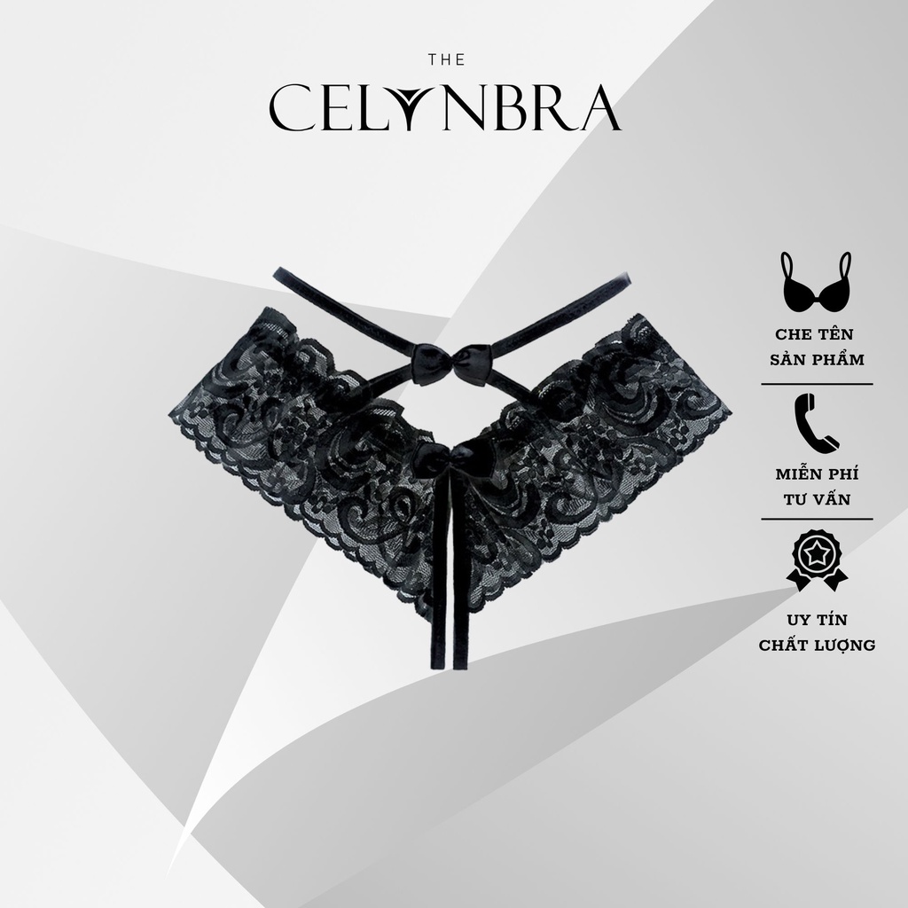 Quần lót ren lọt khe không đũng hở đáy cạp dây chéo đính nơ gợi cảm THE CELYNBRA - QL43