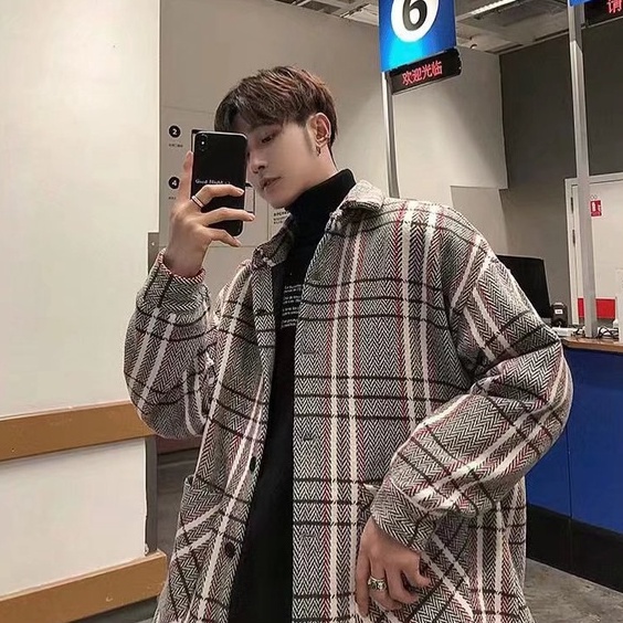 Áo Khoác Dệt Kim Tay Dài Dáng Rộng Họa Tiết Kẻ Sọc Thời Trang Mùa Đông Cho Nam