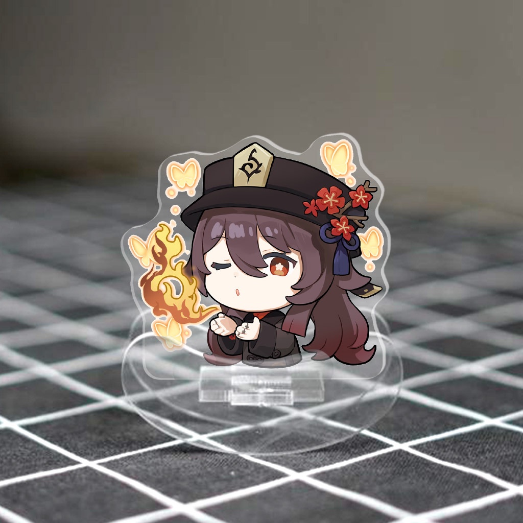 Standee mica lắc lư in hình nhân vật anime Hutao Genshin impact decor góc học tập làm quà tặng bạn bè