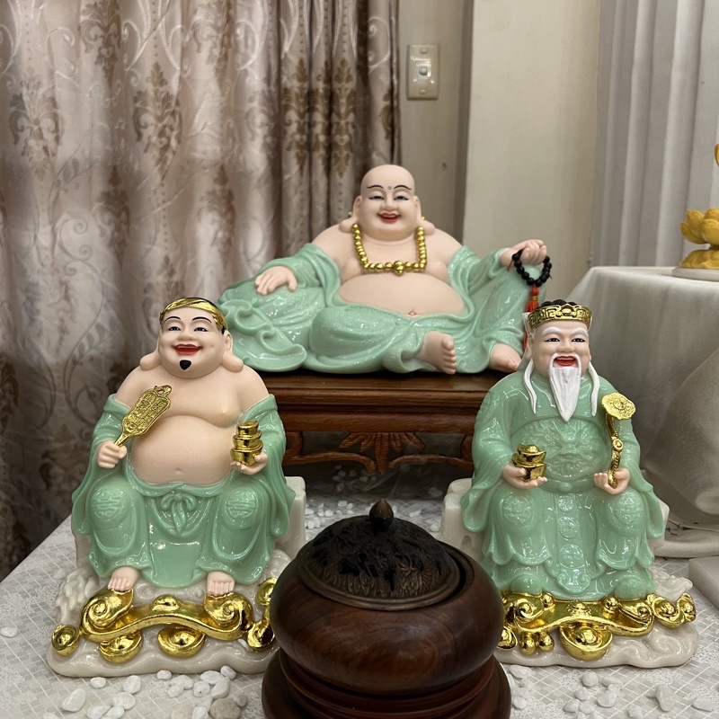 Tượng Thần Tài Thổ Địa Như Ý Cao 8inch~ 20cm Composite/Bột Đá