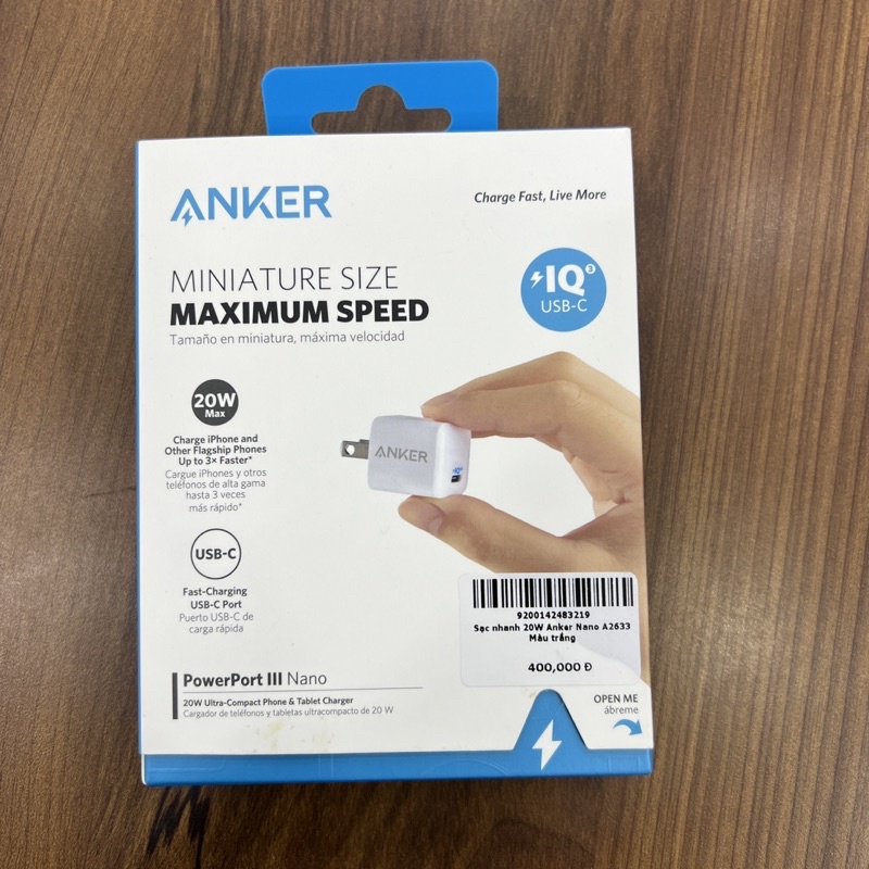 Củ sạc nhanh Anker 20w Miniature nano A2633 PowerPort 3 Bảo hành 18 Tháng