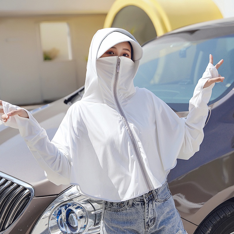 Combo Mũ và Áo Khoáng Chống Nắng Chống UV - Có Thể Tách Ra Được - Vừa Có Mũ Trùm &amp; Mũ Riêng - Chất Lụa Lạnh - Loại Dầy