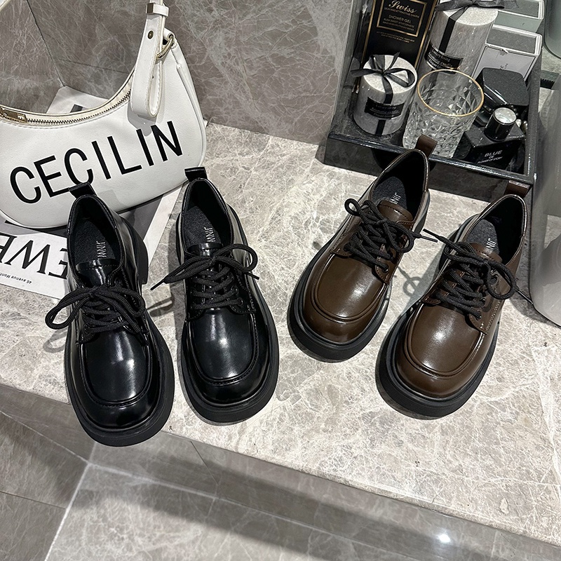 Giày Da Buộc Dây Đế Dày Chống Trượt Phong Cách Anh Quốc Cho Nữ