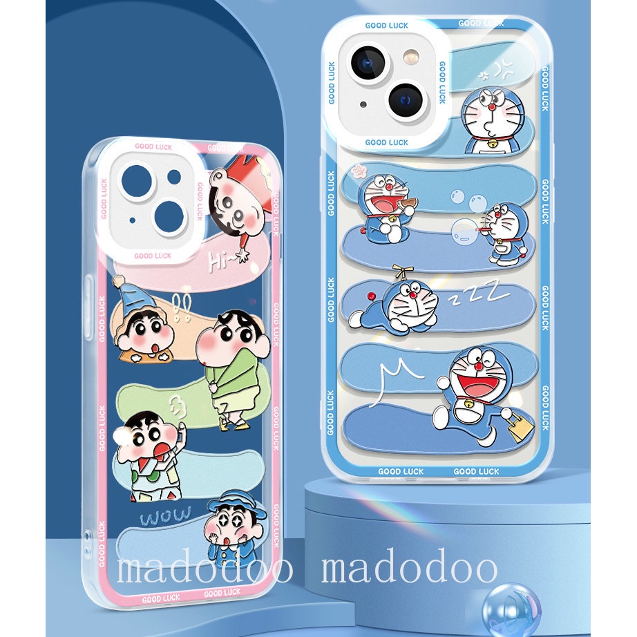 OPPO A76 A96 A54 A15 A16 A15S A53 A33 A52 A72 A92 A31 A77S A57 2022 A77 A55 A74 A95 A94 A93 A16S A16K A16E A1K A3S A9 A5 2020 A7 A5S A12 A11K Reno 8Z 7Z 4F 5F 8 5 4G 5G F11 F9 Reno6 Cute Cartoon Doraemon Label Clear Soft Phone Case Full Back Cover STD 32