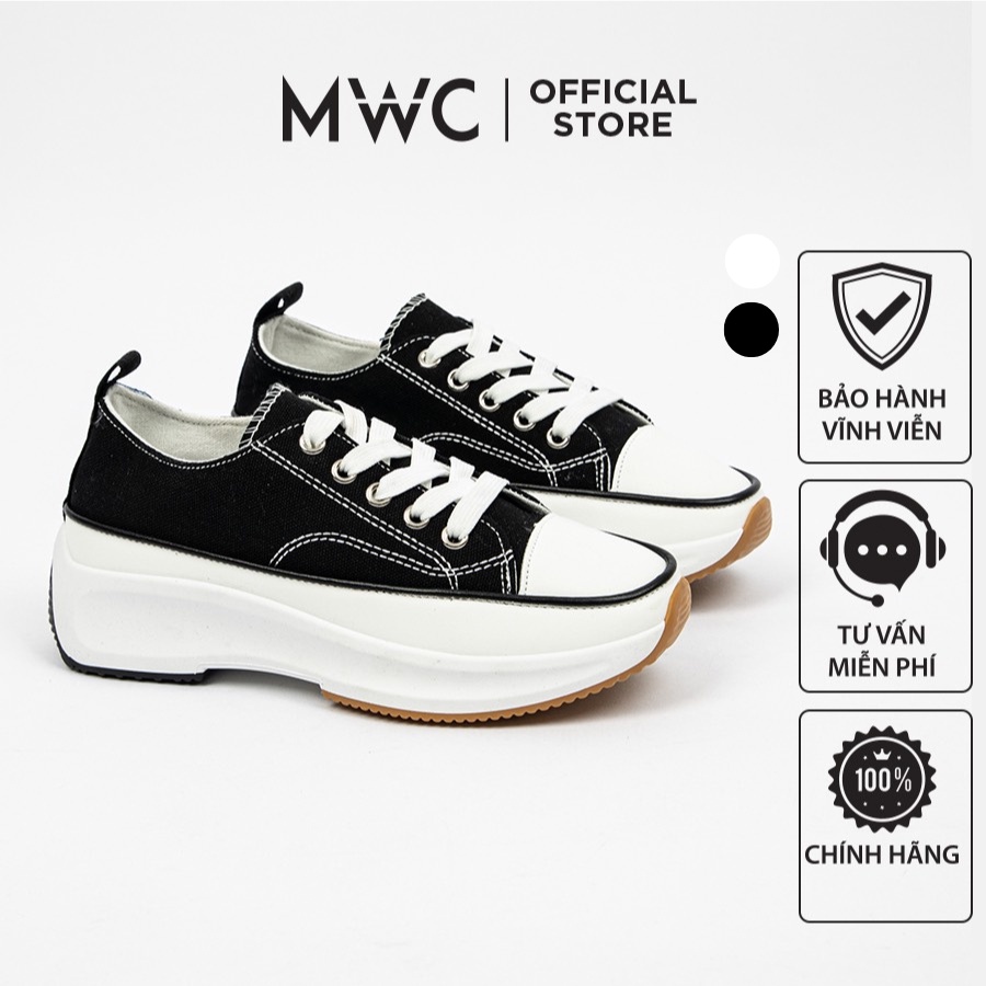 Giày MWC 0575 - Giày Thể Thao Nữ Đế Cao, Sneaker Vải Thiết Kế Cá Tính, Năng Động