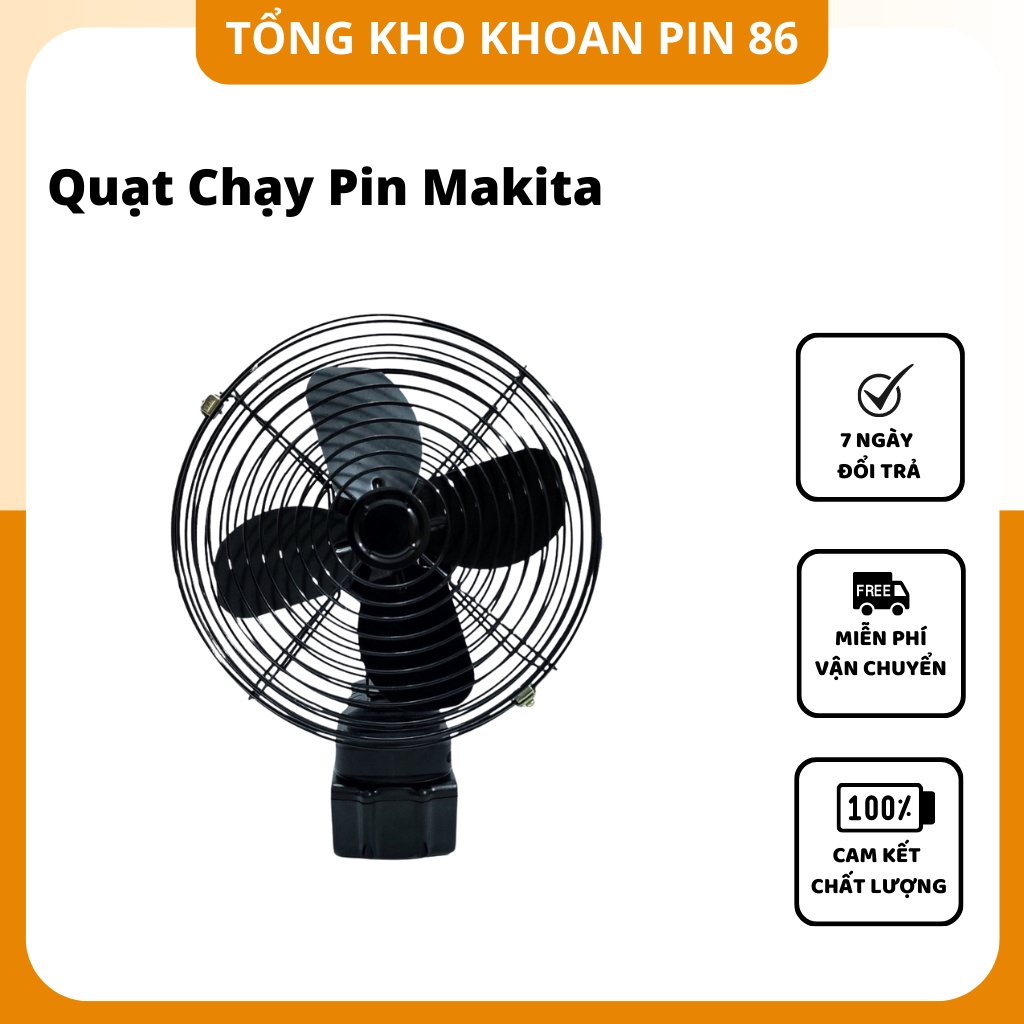 Quạt chạy pin Makita 8 inch, sài chung pin Makita 14,4v - 21v