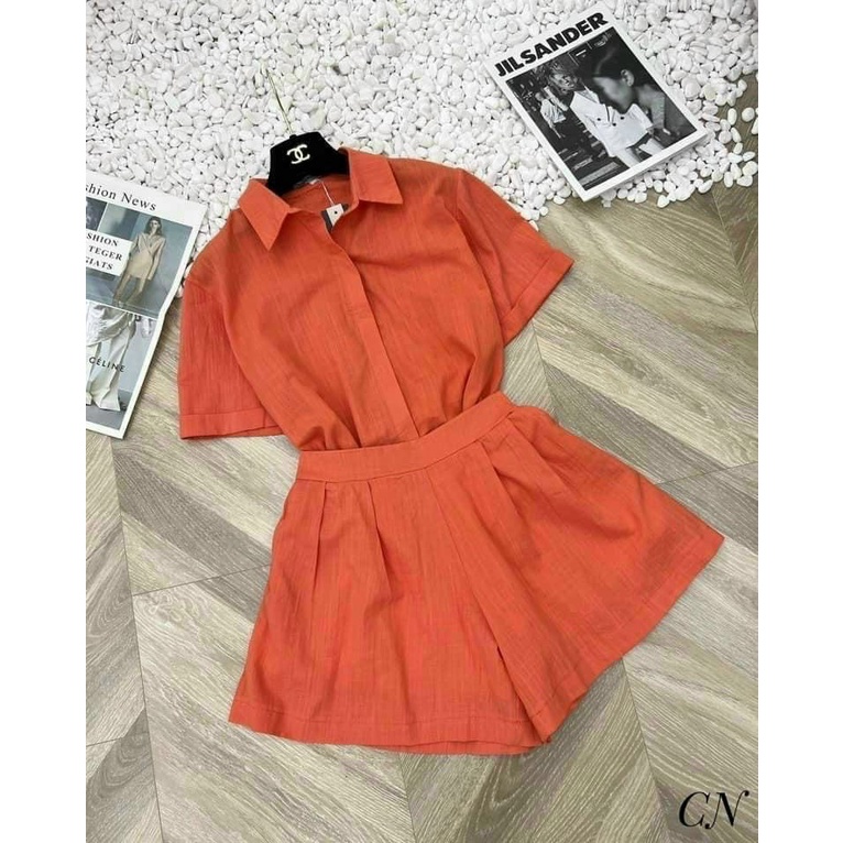 [11.11 Sale Freeship] Set bộ đũi ngắn tay,quần cộc có túi thời trang nữ mùa hè ở nhà hay dạo phố đều dx