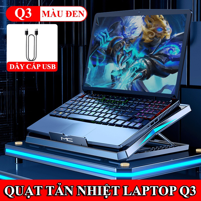Quạt tản nhiệt laptop MC Q3 trang bị 6 quạt với tốc độ gió cực mạnh không tạo ra tiếng ồn khi sử dụng - NK