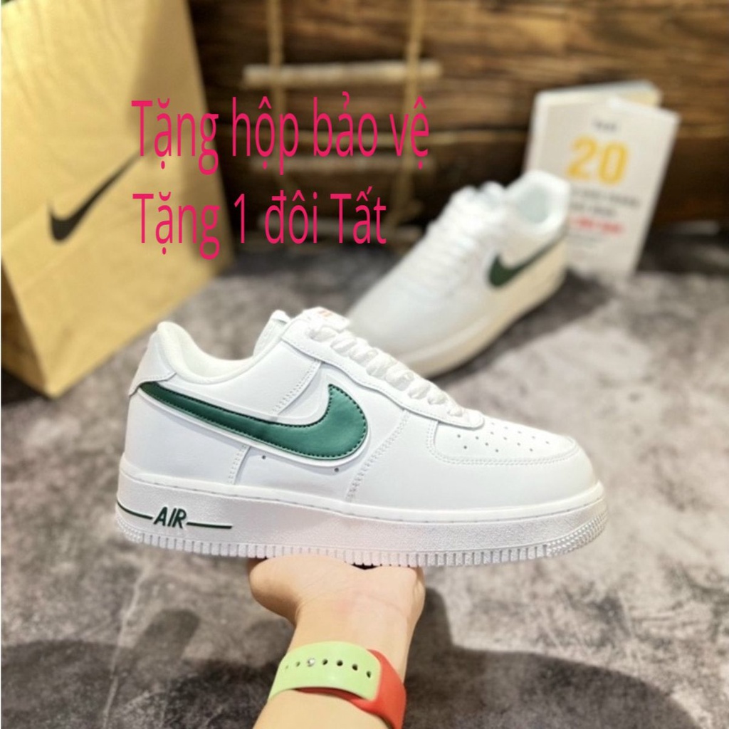 Giày_Nike air force 1 trắng,Vạch xanh lá Giày thể thao sneaker nam nữ AF1 full trắng đế air bản đẹp đủ size 36-43-YENA