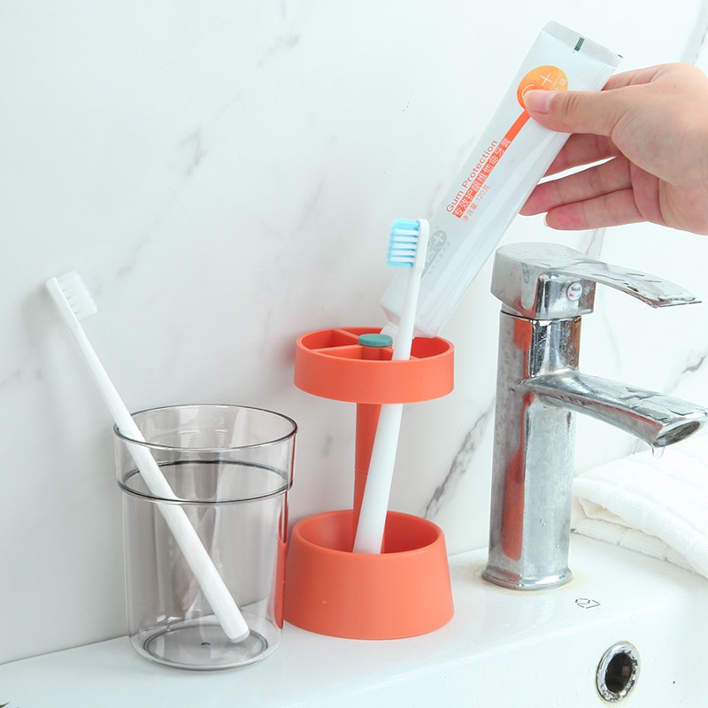 Giá Đựng Cốc Kiêm Kệ Để Bàn Chải Đánh Răng Tặng Sticker Dễ Thương