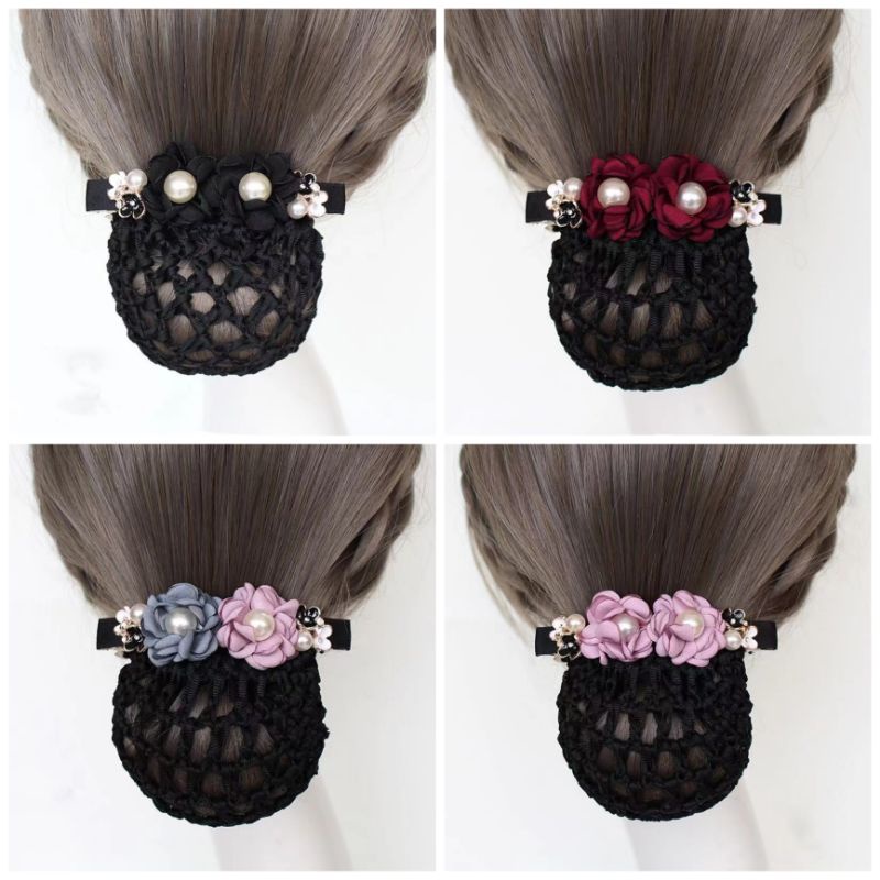 Kẹp búi tóc lưới đính hoa size 10cm sườn kẹp 8cm cho tóc mỏng cho nữ văn phòng, trung niên K05 KOREAN GIRLS