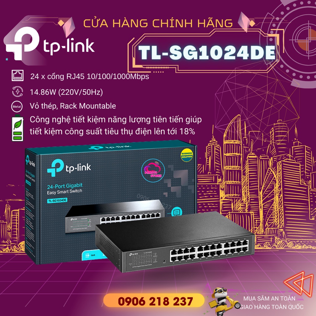 Bộ chia mạng Switch TP-LINK 24 port 10/100/1000Mbps TL-SG1024DE. Hàng chính hãng