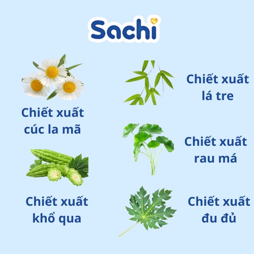 Nước tắm thảo dược SACHI dịu mát da, phòng rôm sảy, mẩn ngứa, hăm tã, bảo vệ làn da cho bé chai 250ml