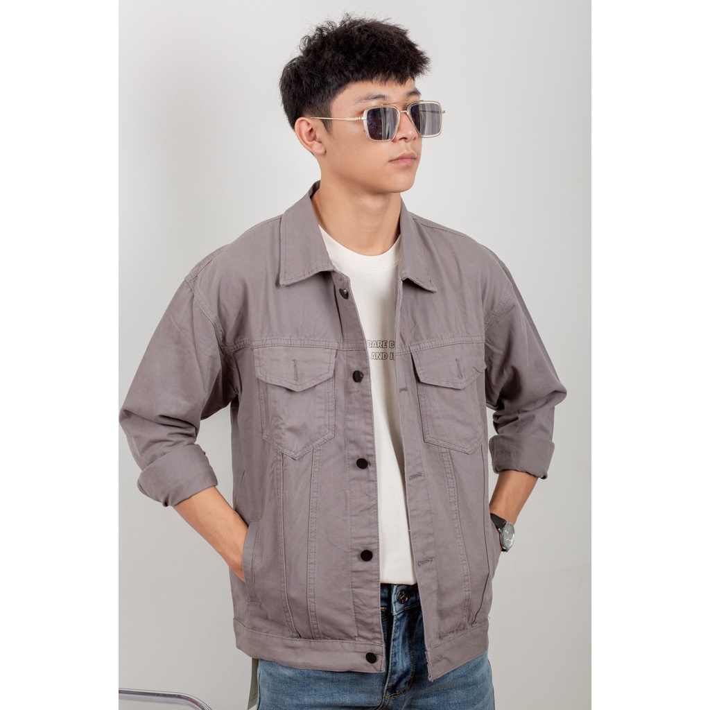 Áo Khoác Kaki Nam Nữ Trơn Màu Xám BEACON DENIM Form Thường Mang Đi Học, Đi Chơi KK014, KK015