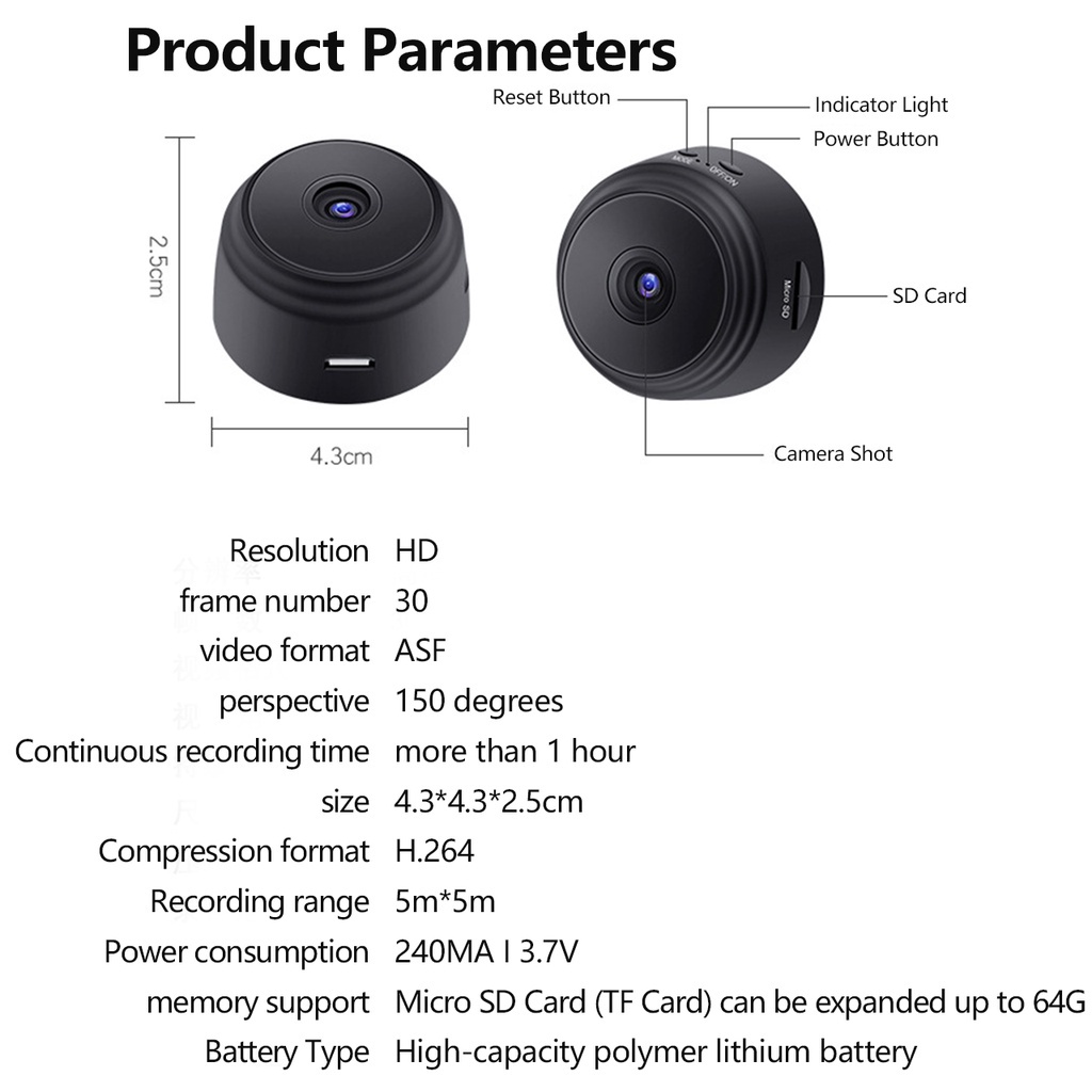 Camera An Ninh a9 mini 1080p hd Không Dây Kết Nối wifi An Toàn Quay Đêm