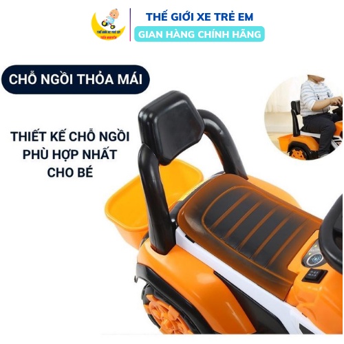 Xe Cẩu Điện Cho Bé Loại To Có Bàn Đạp Chân Ga Nhạc Và Đèn Cao Cấp, Động Cơ Ắc Quy 6V Cực Khoẻ