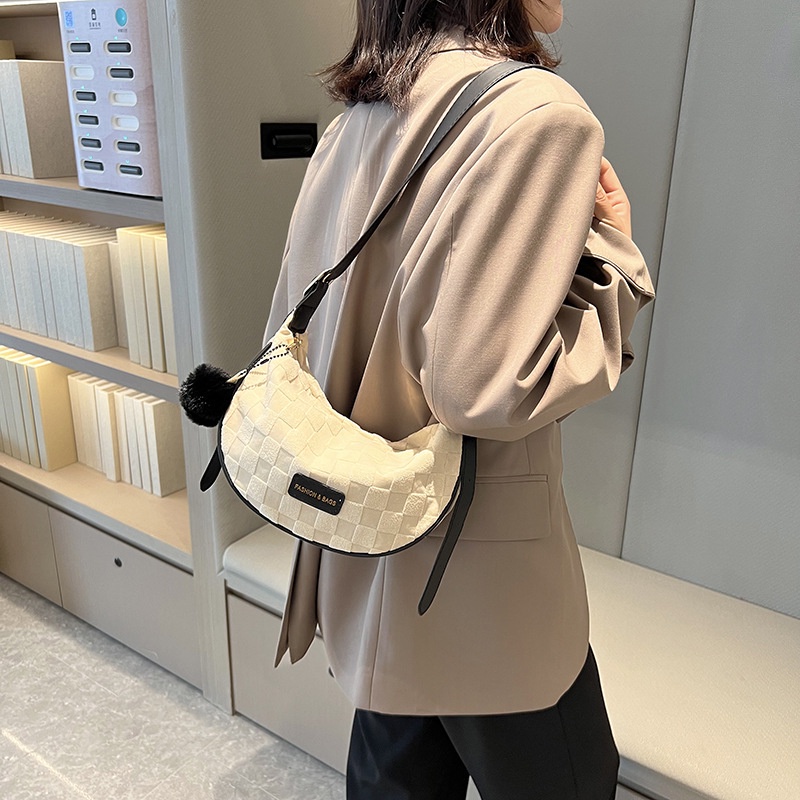 Túi Đeo JASMIN NOIR Chéo Vải Canvas Họa Tiết Sọc Caro Đơn Giản Cá Tính