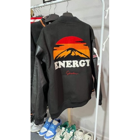 Áo khoác varsity ENERGY chất dạ dày dặn  phối tay da cao cấp